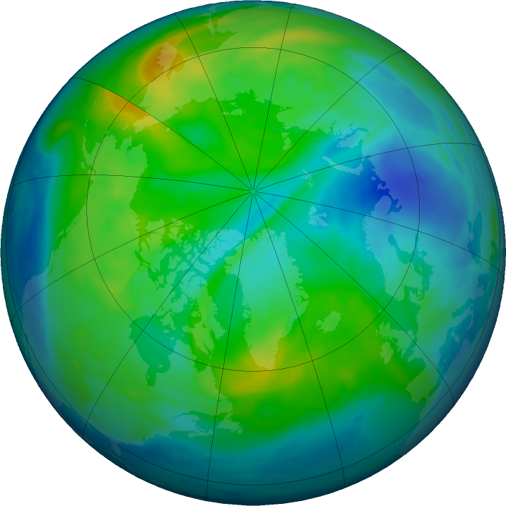 Arctic ozone map for 05 November 2018